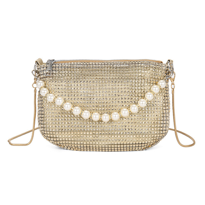 Nuovo manico perla imitazione borsa di diamante pieno borsa spalla borsa esplosivo di festa transfrontaliera borsa da cena moda spalla
