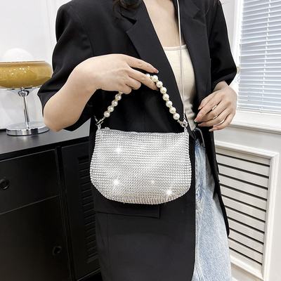 Nuovo manico perla imitazione borsa di diamante pieno borsa spalla borsa esplosivo di festa transfrontaliera borsa da cena moda spalla