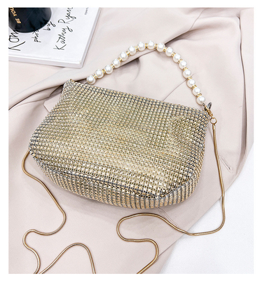 Nuovo manico perla imitazione borsa di diamante pieno borsa spalla borsa esplosivo di festa transfrontaliera borsa da cena moda spalla