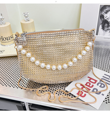 Nuovo manico perla imitazione borsa di diamante pieno borsa spalla borsa esplosivo di festa transfrontaliera borsa da cena moda spalla
