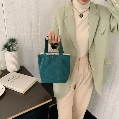 Artsy Corduoy BACK Casual PORTABLE MINI DAMES Clutch BACK VINTAGE BACK BENTO BACK
