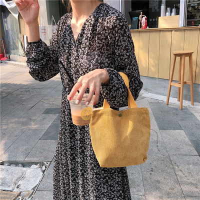 Artsy Corduoy BACK Casual PORTABLE MINI DAMES Clutch BACK VINTAGE BACK BENTO BACK
