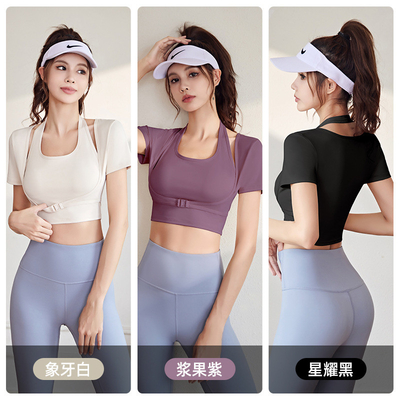 Nuova T-Shirt per la pulizia veloce per lo sport di yoga manica corta manica corta con pettinatura T-Shirt per il fitness
