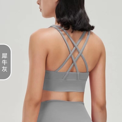 Doppie parti spazzolato croce schiena sport intimo anti-urto push-up yoga sport bra vestito da fitness