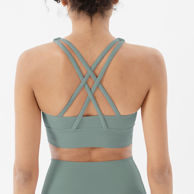 Doppie parti spazzolato croce schiena sport intimo anti-urto push-up yoga sport bra vestito da fitness