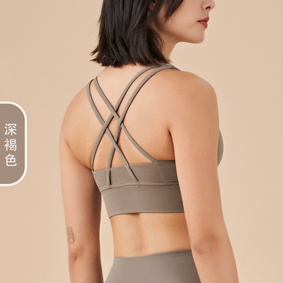 Doppie parti spazzolato croce schiena sport intimo anti-urto push-up yoga sport bra vestito da fitness