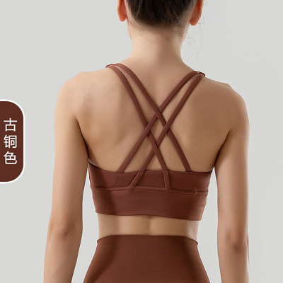 Doppie parti spazzolato croce schiena sport intimo anti-urto push-up yoga sport bra vestito da fitness