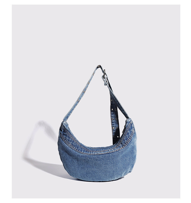 2024 CROSS-BORDER NEW UNDERARM BAG NICHE DESIGN RETRO LAVAGGIO DENIM BAG SENIOR DUMPLING BAG