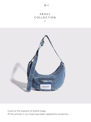 2024 CROSS-BORDER NEW UNDERARM BAG NICHE DESIGN RETRO LAVAGGIO DENIM BAG SENIOR DUMPLING BAG