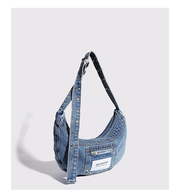 2024 CROSS-BORDER NEW UNDERARM BAG NICHE DESIGN RETRO LAVAGGIO DENIM BAG SENIOR DUMPLING BAG