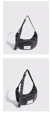 2024 CROSS-BORDER NEW UNDERARM BAG NICHE DESIGN RETRO LAVAGGIO DENIM BAG SENIOR DUMPLING BAG