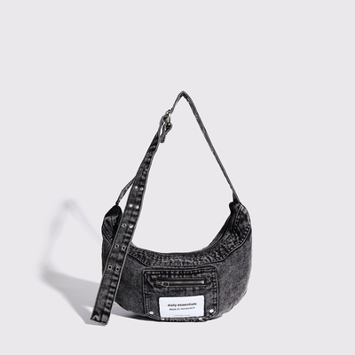 2024 CROSS-BORDER NEW UNDERARM BAG NICHE DESIGN RETRO LAVAGGIO DENIM BAG SENIOR DUMPLING BAG
