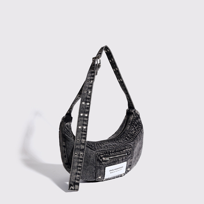 2024 CROSS-BORDER NEW UNDERARM BAG NICHE DESIGN RETRO LAVAGGIO DENIM BAG SENIOR DUMPLING BAG