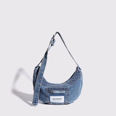 2024 CROSS-BORDER NEW UNDERARM BAG NICHE DESIGN RETRO LAVAGGIO DENIM BAG SENIOR DUMPLING BAG
