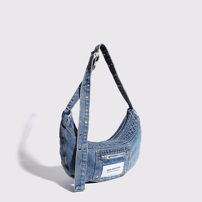 2024 CROSS-BORDER NEW UNDERARM BAG NICHE DESIGN RETRO LAVAGGIO DENIM BAG SENIOR DUMPLING BAG