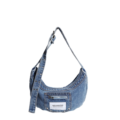 2024 CROSS-BORDER NEW UNDERARM BAG NICHE DESIGN RETRO LAVAGGIO DENIM BAG SENIOR DUMPLING BAG