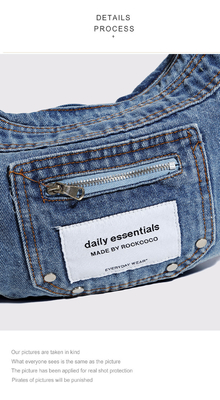 2024 CROSS-BORDER NEW UNDERARM BAG NICHE DESIGN RETRO LAVAGGIO DENIM BAG SENIOR DUMPLING BAG