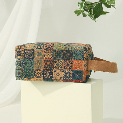 VINTAGE TRUE LEGNO Stampa CORCO MONETA BORSA STAMPA STAMPA MONETA BORSA TASCA CLAVE BORSA PICCOLOLA SQUADRATA BORSA NOSTALGIA