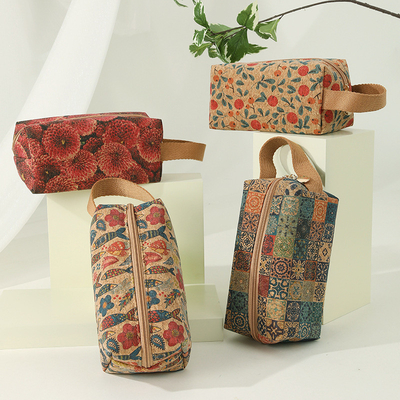VINTAGE TRUE LEGNO Stampa CORCO MONETA BORSA STAMPA STAMPA MONETA BORSA TASCA CLAVE BORSA PICCOLOLA SQUADRATA BORSA NOSTALGIA