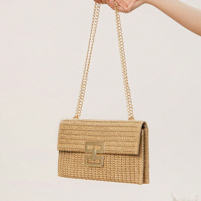 Nuova vacanza vento multi-livello catena clamshell blocco paglia borsa spalla borsa transfrontaliera borsa da donna