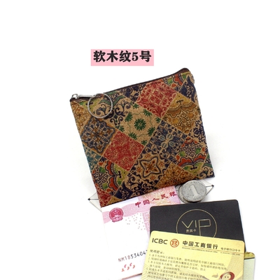 VINTAGE TRUE LEGNO Stampa CORCO MONETA BORSA STAMPA STAMPA MONETA BORSA CLAVE BORSA SQUADRATA Casual NOSTALGIA BORSA CLAUTCH
