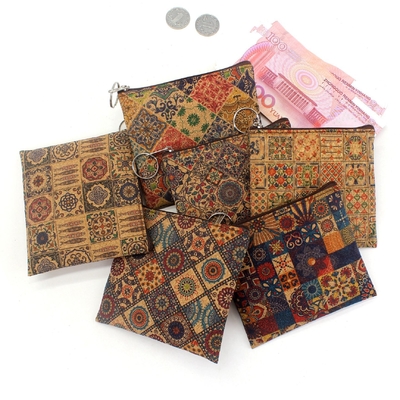 VINTAGE TRUE LEGNO Stampa CORCO MONETA BORSA STAMPA STAMPA MONETA BORSA CLAVE BORSA SQUADRATA Casual NOSTALGIA BORSA CLAUTCH
