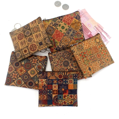 VINTAGE TRUE LEGNO Stampa CORCO MONETA BORSA STAMPA STAMPA MONETA BORSA CLAVE BORSA SQUADRATA Casual NOSTALGIA BORSA CLAUTCH