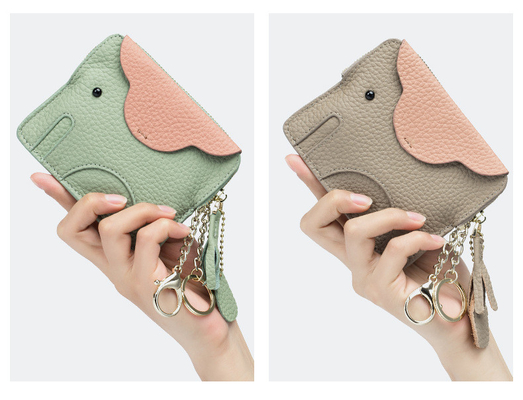 Primo strato di pelle di mucca portafoglio di monete femminile nuovo elefante creativo cerniera cerniera borsa di pelle chiave borsa di moneta borsa