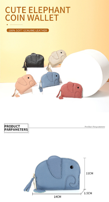 Primo strato di pelle di mucca portafoglio di monete femminile nuovo elefante creativo cerniera cerniera borsa di pelle chiave borsa di moneta borsa