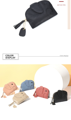 Primo strato di pelle di mucca portafoglio di monete femminile nuovo elefante creativo cerniera cerniera borsa di pelle chiave borsa di moneta borsa