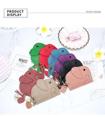 Primo strato di pelle di mucca portafoglio di monete femminile nuovo elefante creativo cerniera cerniera borsa di pelle chiave borsa di moneta borsa
