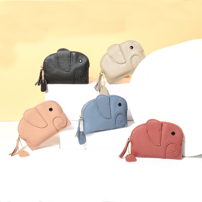 Primo strato di pelle di mucca portafoglio di monete femminile nuovo elefante creativo cerniera cerniera borsa di pelle chiave borsa di moneta borsa