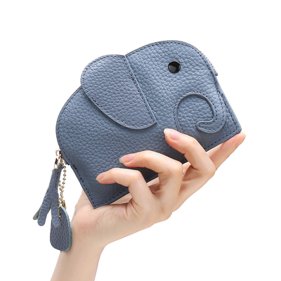 Primo strato di pelle di mucca portafoglio di monete femminile nuovo elefante creativo cerniera cerniera borsa di pelle chiave borsa di moneta borsa