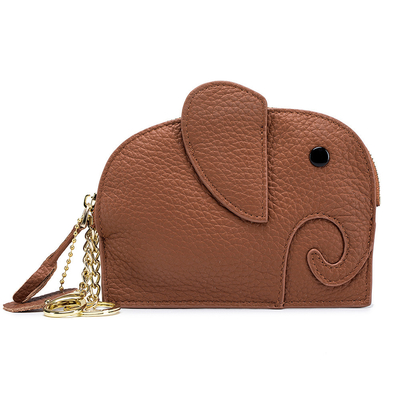 Primo strato di pelle di mucca portafoglio di monete femminile nuovo elefante creativo cerniera cerniera borsa di pelle chiave borsa di moneta borsa