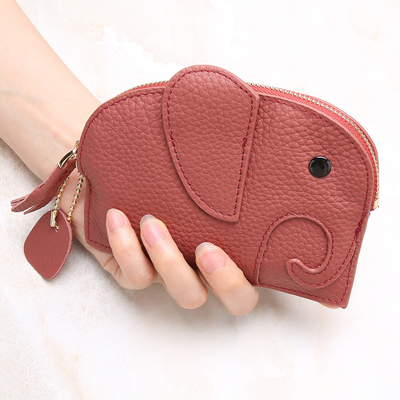 Primo strato di pelle di mucca portafoglio di monete femminile nuovo elefante creativo cerniera cerniera borsa di pelle chiave borsa di moneta borsa
