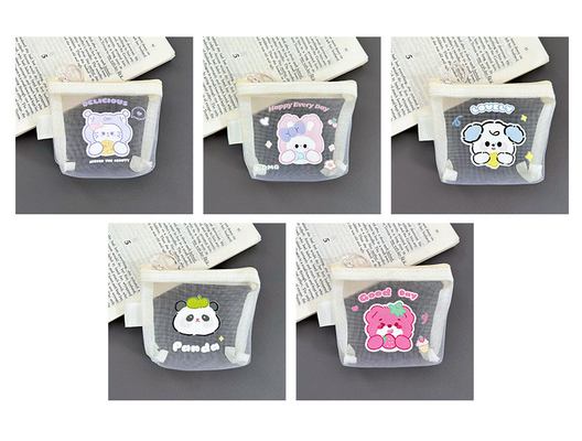 CARTOON NET MONEY PURSE CUTE CHANGE SACCO DI RISERVAZIONE TASCHIA TRANSPARENTE PORTABILE BORSA CARDINA BORSA ROSSA BORSA MINI SACCO DI RISERVAZIONE