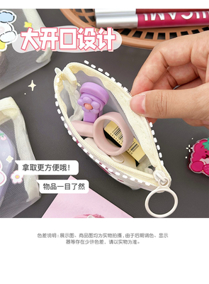 CARTOON NET MONEY PURSE CUTE CHANGE SACCO DI RISERVAZIONE TASCHIA TRANSPARENTE PORTABILE BORSA CARDINA BORSA ROSSA BORSA MINI SACCO DI RISERVAZIONE