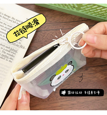 CARTOON NET MONEY PURSE CUTE CHANGE SACCO DI RISERVAZIONE TASCHIA TRANSPARENTE PORTABILE BORSA CARDINA BORSA ROSSA BORSA MINI SACCO DI RISERVAZIONE