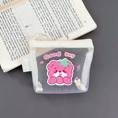CARTOON NET MONEY PURSE CUTE CHANGE SACCO DI RISERVAZIONE TASCHIA TRANSPARENTE PORTABILE BORSA CARDINA BORSA ROSSA BORSA MINI SACCO DI RISERVAZIONE
