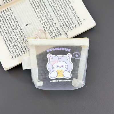 CARTOON NET MONEY PURSE CUTE CHANGE SACCO DI RISERVAZIONE TASCHIA TRANSPARENTE PORTABILE BORSA CARDINA BORSA ROSSA BORSA MINI SACCO DI RISERVAZIONE