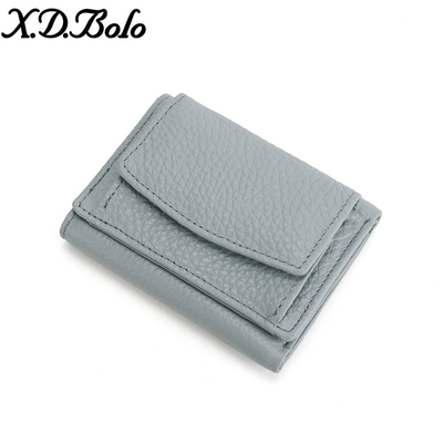 Anti-furto spazzola portafoglio in pelle femminile cartellino corto borsa tre pieghe piccolo portafoglio RFID MINI moneta di pelle di mucca portafoglio cross-border