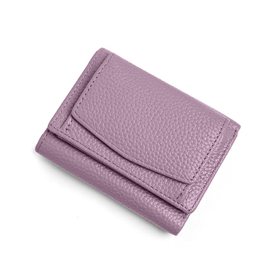 Anti-furto spazzola portafoglio in pelle femminile cartellino corto borsa tre pieghe piccolo portafoglio RFID MINI moneta di pelle di mucca portafoglio cross-border