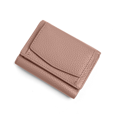 Anti-furto spazzola portafoglio in pelle femminile cartellino corto borsa tre pieghe piccolo portafoglio RFID MINI moneta di pelle di mucca portafoglio cross-border