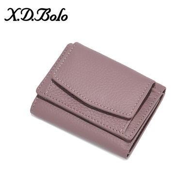 Anti-furto spazzola portafoglio in pelle femminile cartellino corto borsa tre pieghe piccolo portafoglio RFID MINI moneta di pelle di mucca portafoglio cross-border