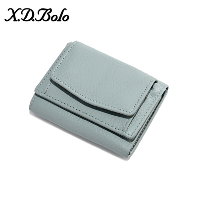 Anti-furto spazzola portafoglio in pelle femminile cartellino corto borsa tre pieghe piccolo portafoglio RFID MINI moneta di pelle di mucca portafoglio cross-border