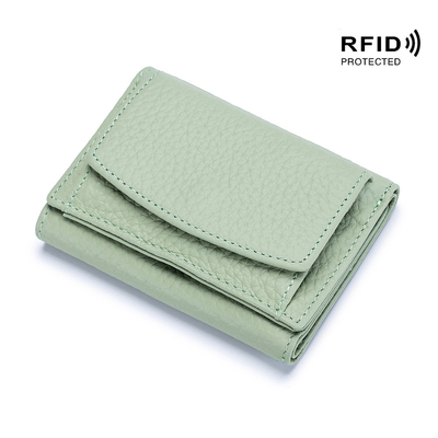 Anti-furto spazzola portafoglio in pelle femminile cartellino corto borsa tre pieghe piccolo portafoglio RFID MINI moneta di pelle di mucca portafoglio cross-border