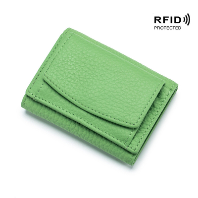 Anti-furto spazzola portafoglio in pelle femminile cartellino corto borsa tre pieghe piccolo portafoglio RFID MINI moneta di pelle di mucca portafoglio cross-border