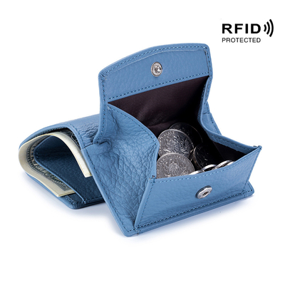 Anti-furto spazzola portafoglio in pelle femminile cartellino corto borsa tre pieghe piccolo portafoglio RFID MINI moneta di pelle di mucca portafoglio cross-border
