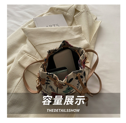 NEW CHINESE NAZIONALE VENTO ARMILLA BUCKET BACKET semplice moda tendenza estate nuovo stile di lino di alta qualità senso singolo spalla