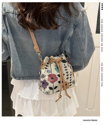 NEW CHINESE NAZIONALE VENTO ARMILLA BUCKET BACKET semplice moda tendenza estate nuovo stile di lino di alta qualità senso singolo spalla